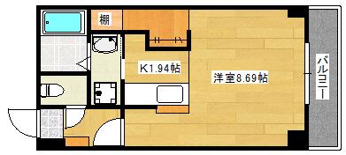 コーポ西翠(ワンルーム/3階)の間取り写真
