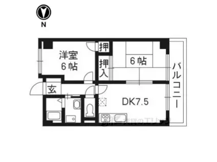 プェネリジェール西五条Ⅱ(2DK/5階)の間取り写真