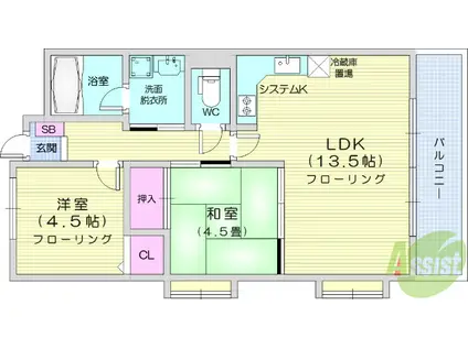エルパーク浮島(2LDK/3階)の間取り写真
