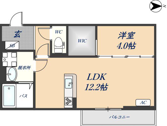 ルシール西岩田(1LDK/2階)の間取り写真