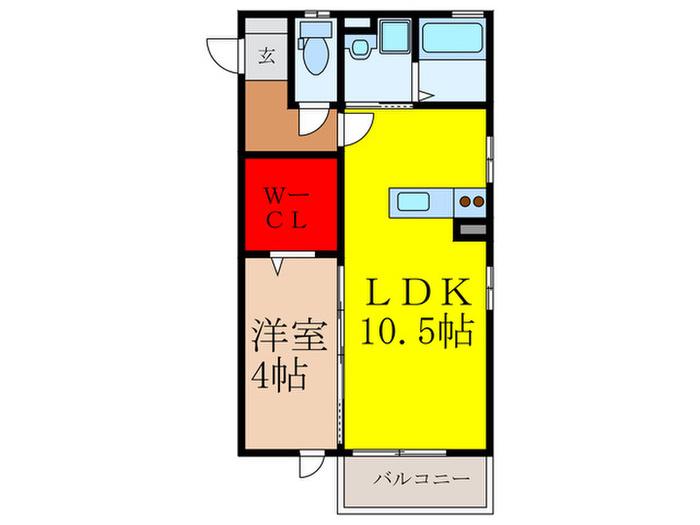 ブランミュール(1LDK/1階)の間取り写真