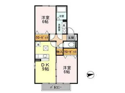 ラフィーネあさか(2DK/1階)の間取り写真