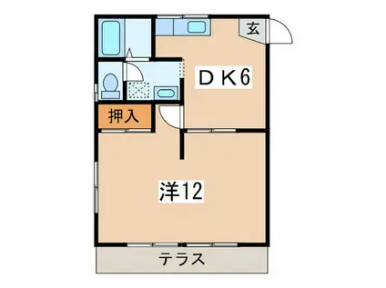 フェリシア(1DK/1階)の間取り写真