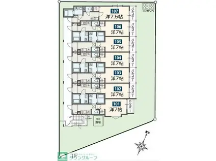 MELDIA長沼II(1K/1階)の間取り写真