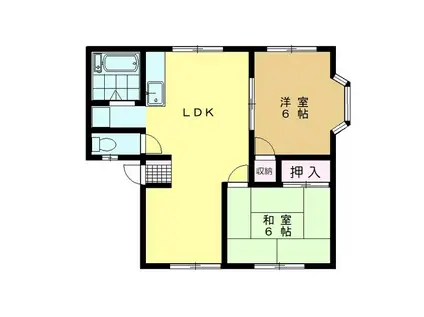 宍倉ハイツB棟(2LDK/1階)の間取り写真