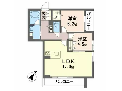 アステリアガーデン静岡(2LDK/2階)の間取り写真