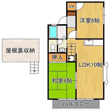 ヴァンベール(2LDK/2階)の間取り写真