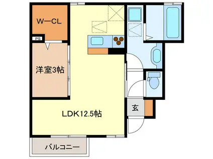 RESIDENCE高茶屋(1LDK/1階)の間取り写真