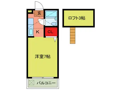 コアハウス(1K/2階)の間取り写真