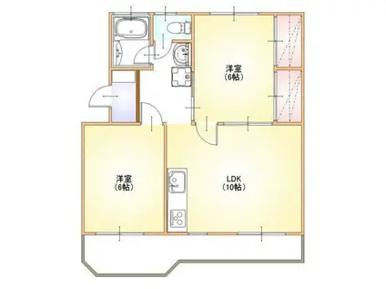 マノアールB(2LDK/4階)の間取り写真