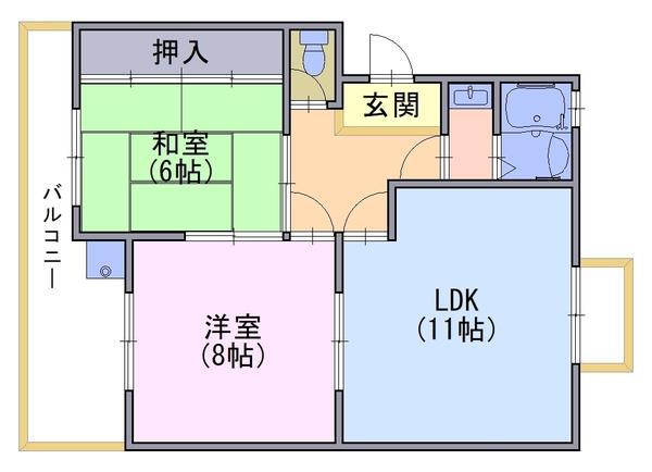 ファームハイツ高畑(2LDK/3階)の間取り写真
