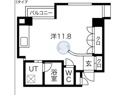 ソーレブリアンテ(ワンルーム/4階)の間取り写真