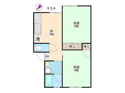 コーポ・アイII(2DK/1階)の間取り写真