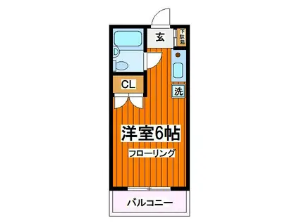 クレセントハイム(1K/2階)の間取り写真