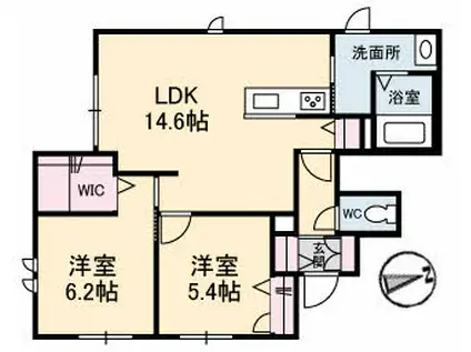 シャーメゾ・リラ(2LDK/1階)の間取り写真