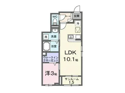 リ・ヴィラキーファB(1LDK/1階)の間取り写真
