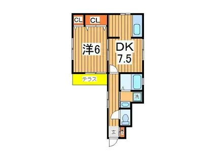 サンハイツ(1DK/1階)の間取り写真