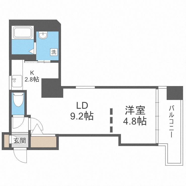 札幌中央レジデンス(1LDK/13階)の間取り写真