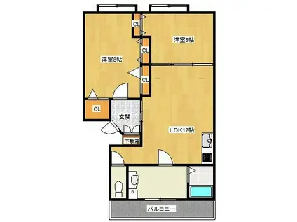 ARMBLD(2LDK/3階)の間取り写真