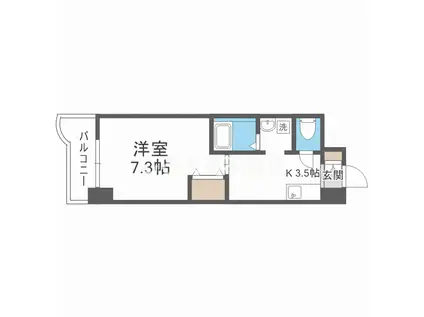 ローズコーポ本町(1K/7階)の間取り写真