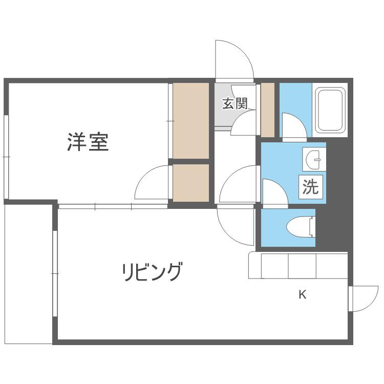 ドムス325(1LDK/4階)の間取り写真