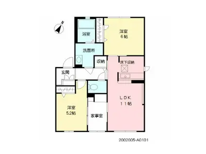 メゾン梅野(2LDK/2階)の間取り写真