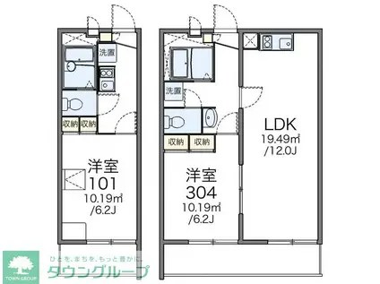 レオパレス下連雀(1LDK/3階)の間取り写真