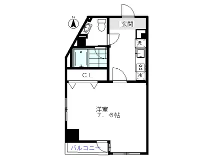 モントベルク烏山(1K/1階)の間取り写真