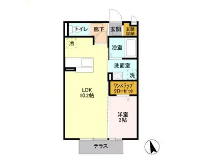 アクアベーネB(1LDK/1階)の間取り写真