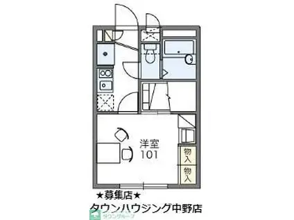 レオパレスサンライズKW(1K/2階)の間取り写真