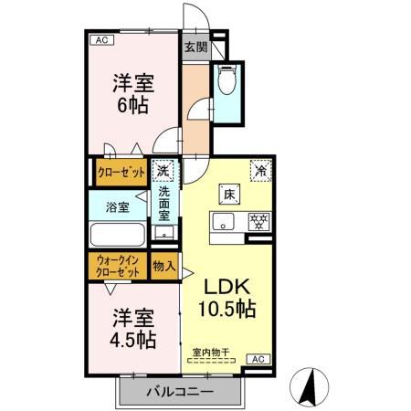 レクエルド(2LDK/1階)の間取り写真