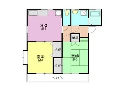 ルミエールⅡ(2DK/1階)の間取り写真