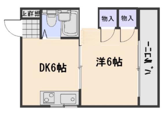 河本ビル(1DK/4階)の間取り写真
