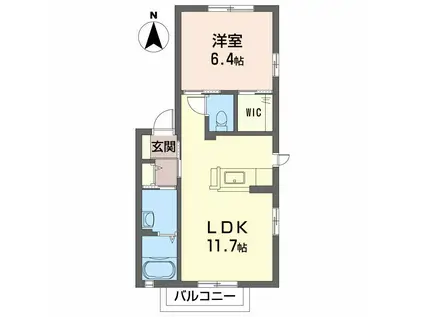 シャーメゾン本谷(1LDK/2階)の間取り写真