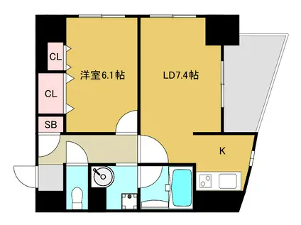 グランディール初台(1LDK/3階)の間取り写真