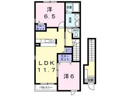 カルムB(2LDK/2階)の間取り写真