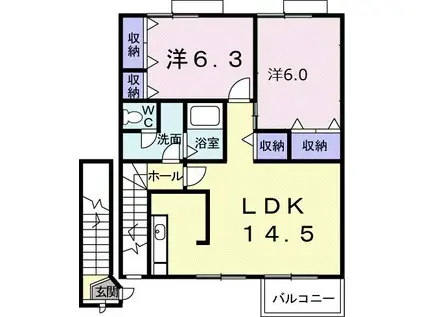 ラルージュ(2LDK/2階)の間取り写真