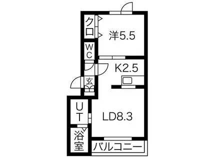 VIEWINGI(1LDK/1階)の間取り写真