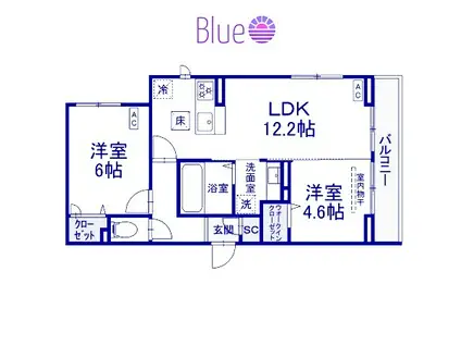 ブランキューブ(2LDK/1階)の間取り写真
