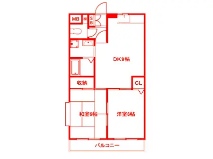 リバ一シティ中山B棟(2DK/3階)の間取り写真