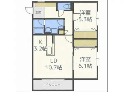 グレーシアK(2LDK/1階)の間取り写真