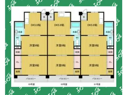 リアライズ猪名寺A・B棟(2DK/4階)の間取り写真