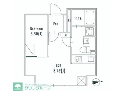 GRAN PASEO大森III(1DK/4階)の間取り写真