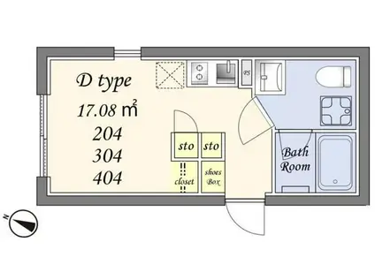 グランドリーフ練馬(ワンルーム/4階)の間取り写真