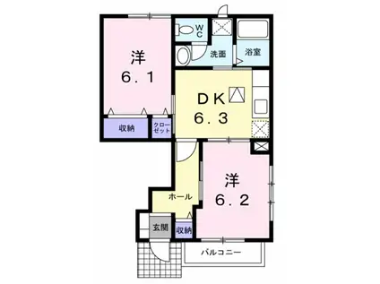 アヴァンパルクN・S(2DK/1階)の間取り写真
