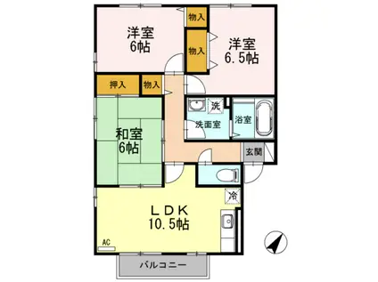 ソレイユ宮浦(3LDK/2階)の間取り写真