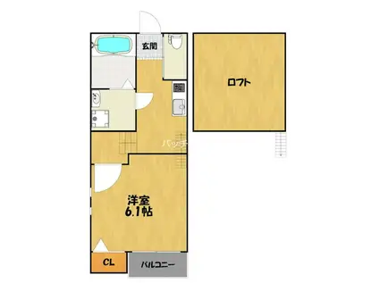 クレオ千早(1K/1階)の間取り写真