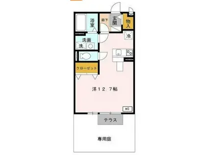 キャメロット飾磨 A棟(ワンルーム/1階)の間取り写真