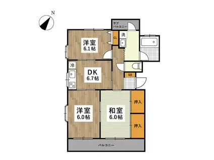 新屋敷添島ビル(3DK/4階)の間取り写真