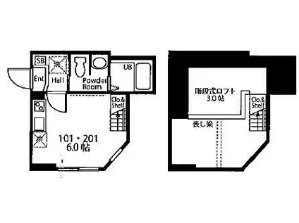 ハーミットクラブハウスALESIA子安(ワンルーム/1階)の間取り写真